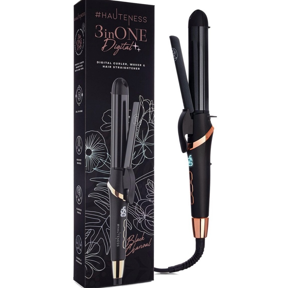 Hauteness 3inONE Digital Curler Waver & Hair Straightener with LCD Display NIB